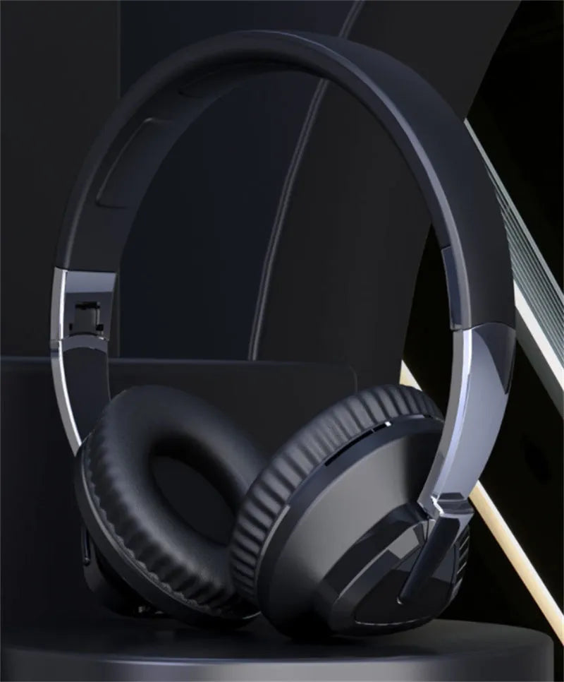 Wireless over-ear headset with Bluetooth connectivity showing AUX jack and TF card slot in multiple colour options