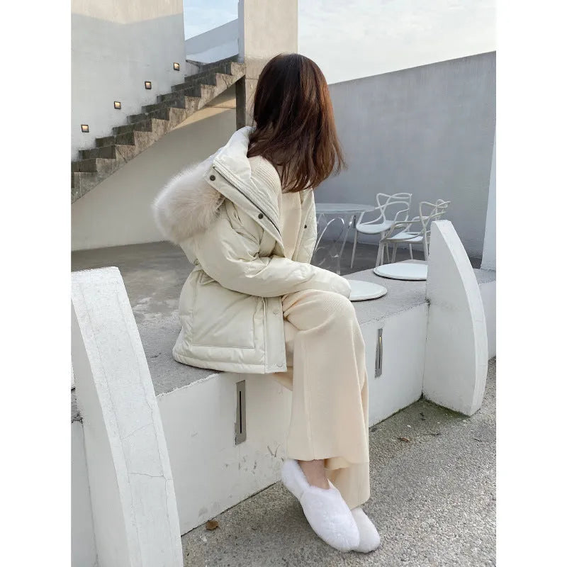 Women's knitted wide-leg trousers in super thick acrylic fabric, high waist design, available in four colours