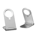 Silver vertical adjustable magnetic car phone mount bracket for iPhone 12 on a dashboard