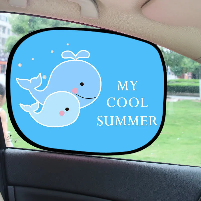 Electrostatic adsorption car side window sunshade with animal-themed designs