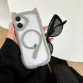 Transparent acrylic TPU phone case for iPhone 17 series in black colour, showing magnetic ring feature.