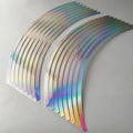Waterproof laser reflective wheel hub stickers for car and motorcycle application in four sizes