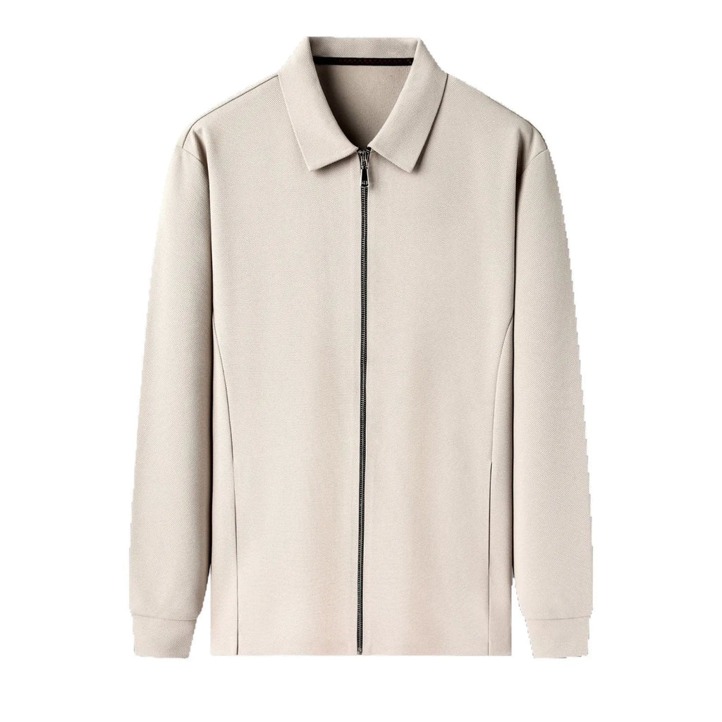 Men's polyester business casual jacket with straight hem in black, dark grey or apricot colours