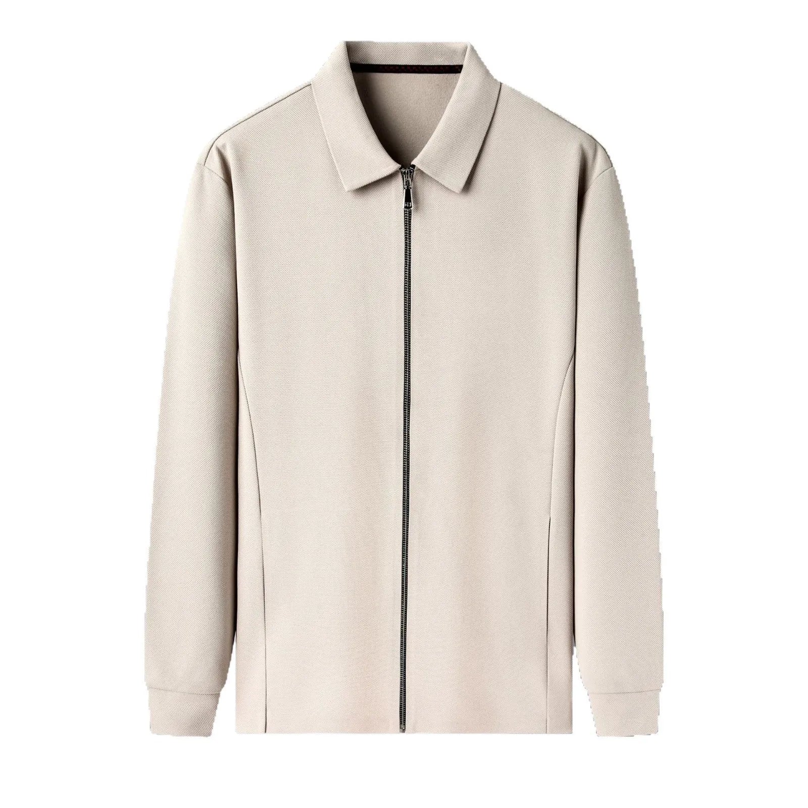 Men's polyester business casual jacket with straight hem in black, dark grey or apricot colours