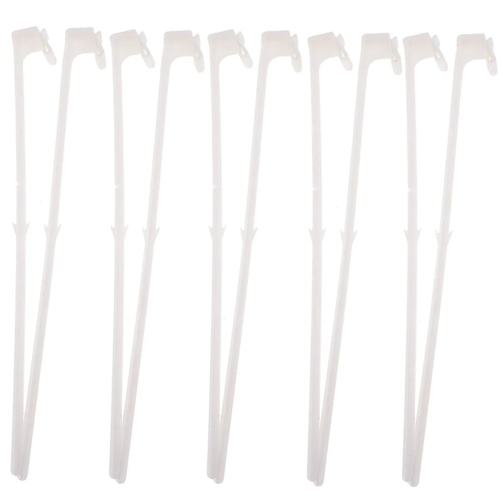 Ten white PP plastic car window flag pole holder mount clips.