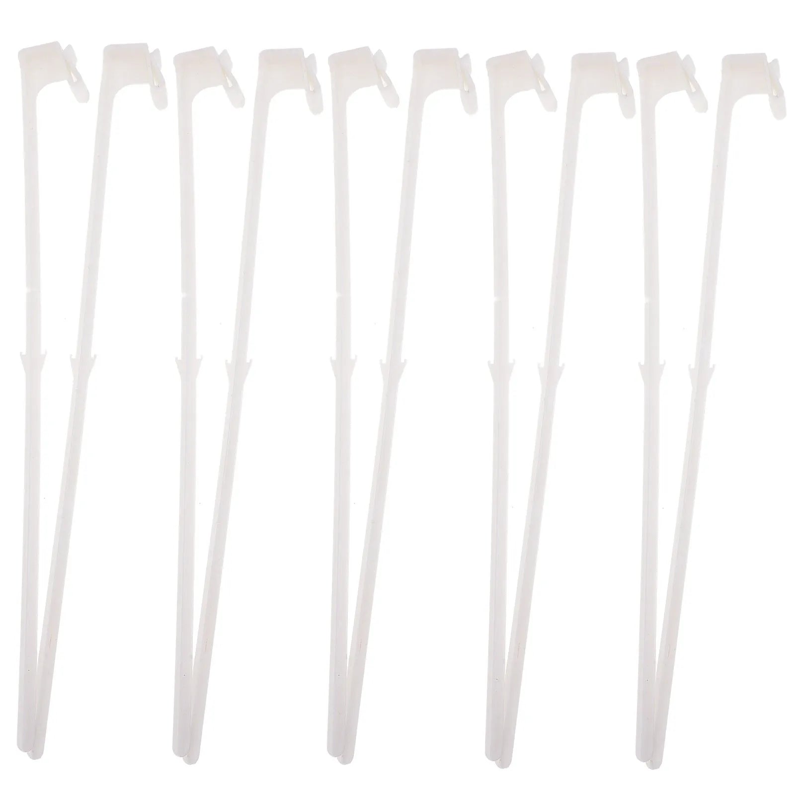 Ten white PP plastic car window flag pole holder mount clips.