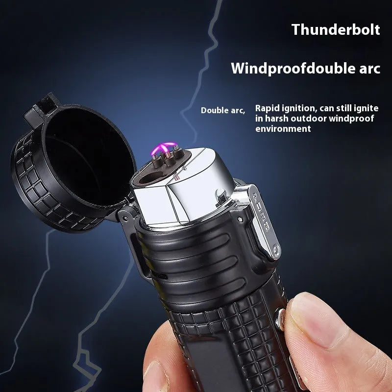 TH727 waterproof metal multifunction lighter and flashlight in camouflage colour.