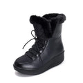 Women's black winter boots with 3cm platform and lace-up closure