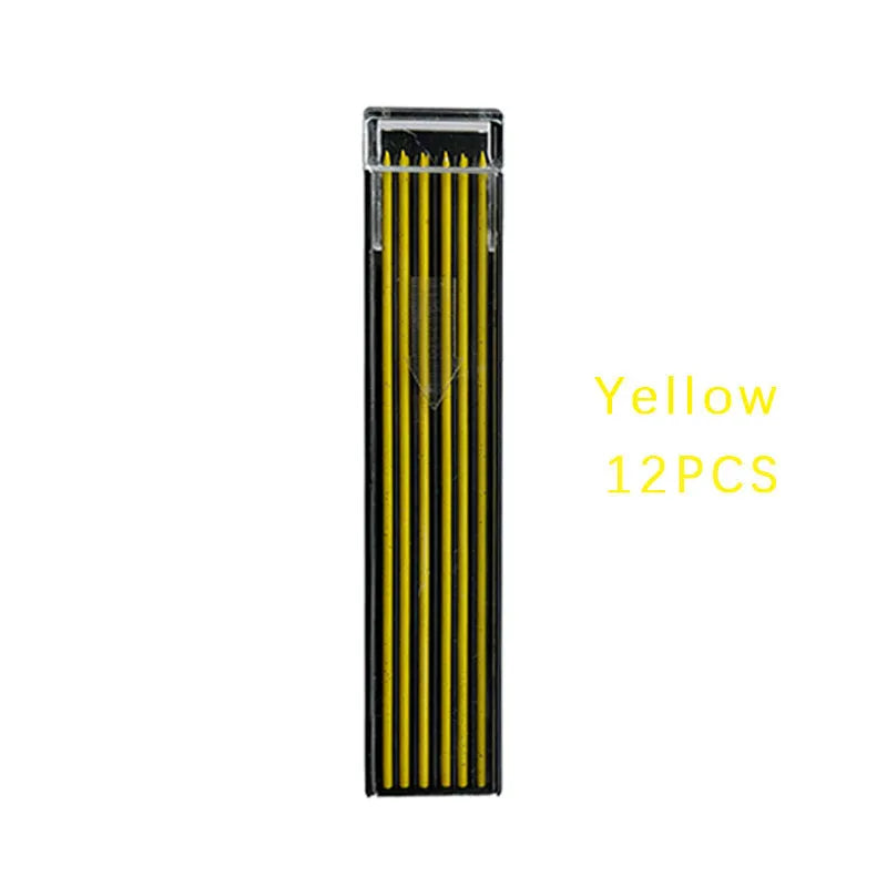 Box of twelve 0.7mm coloured mechanical pencil lead refills in rainbow colours.