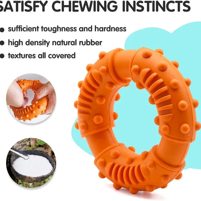 Blue rubber dog fetching stick toy with hollow centre for chew and fetch games