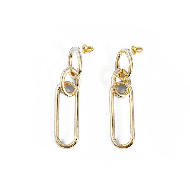 Sterling Silver Needle colour hoop earrings with geometry design showing ring and line elements