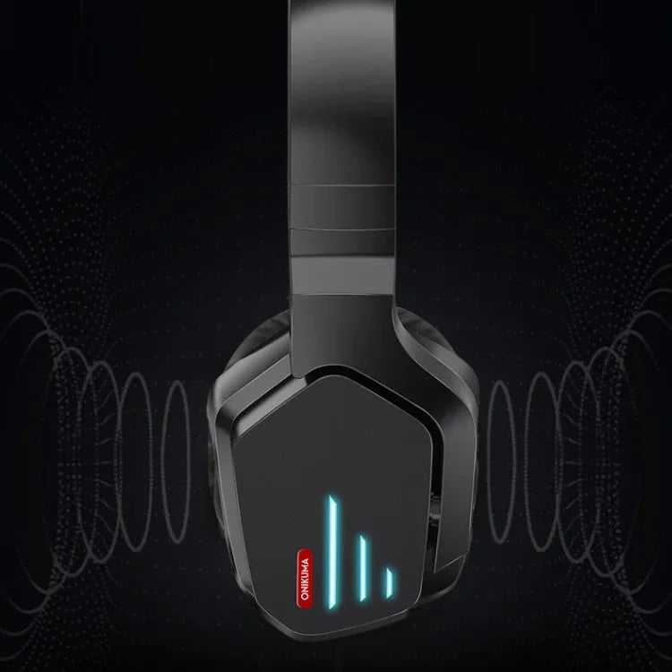 Luminous black wireless headphones with head-mounted design and noise reduction technology