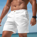Men's straight-leg casual shorts in a solid colour, made from cotton blend fabric with stretch.