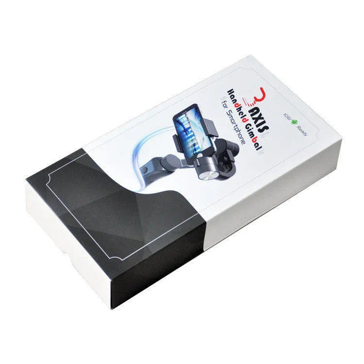 Black 3-axis handheld smartphone gimbal stabiliser with rotation adjustment controls