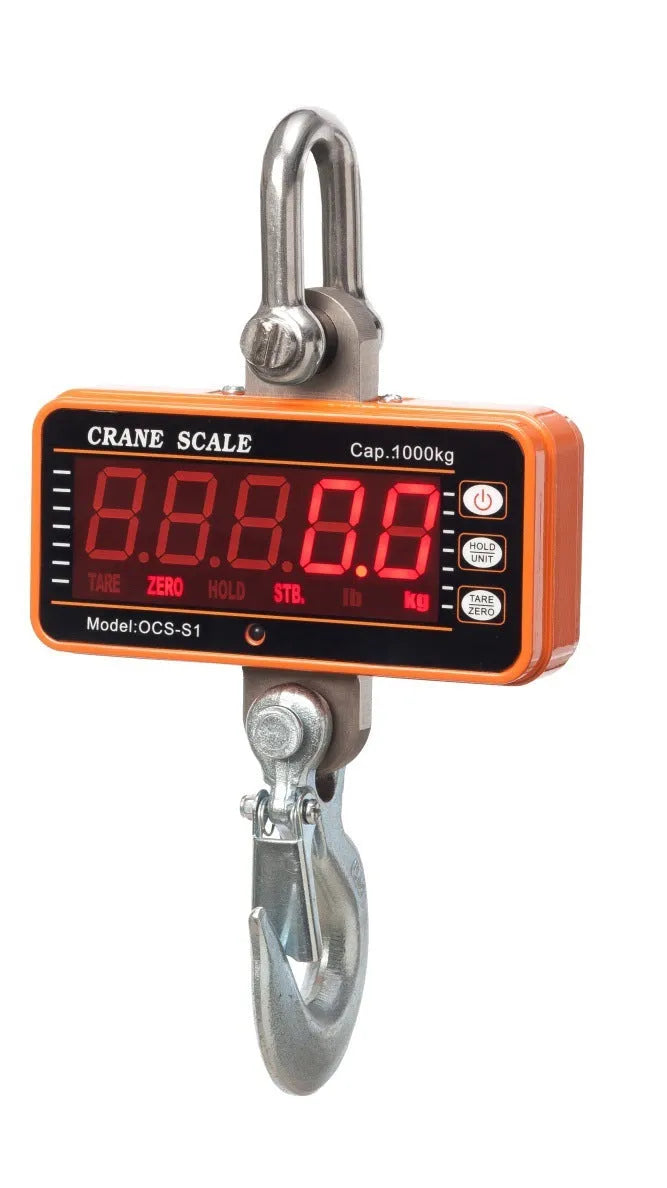 Orange electronic crane scale with digital display for 500kg warehouse weighing