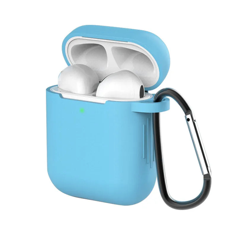 Silicone protective case cover for Apple AirPods 1 and 2 wireless charging case in multiple colours.