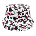 Retro musical note print bucket hat on a white background, dome crown, M size 56-58cm.