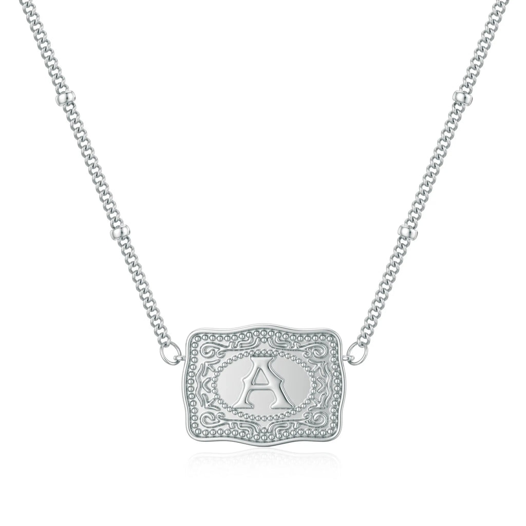 Personalised copper letter necklace with electroplated gold or white gold tone pendant.