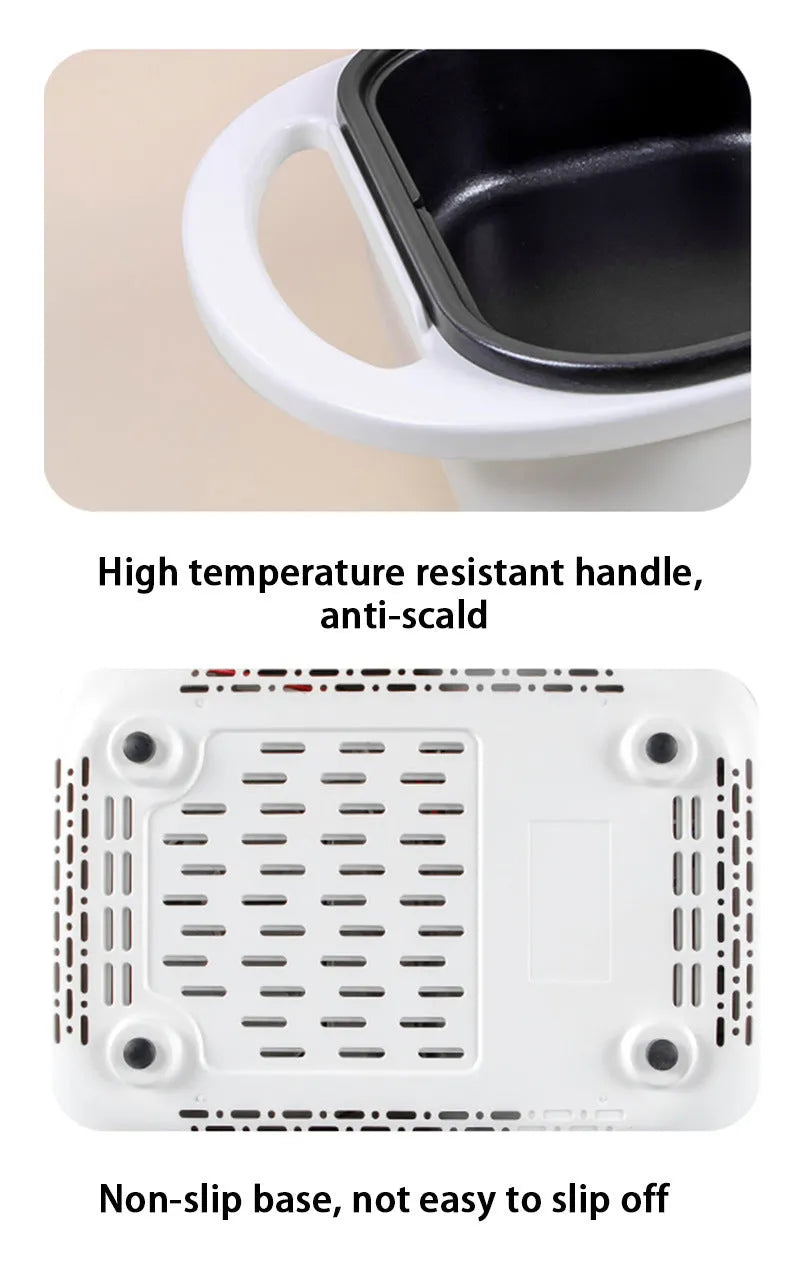 Green or white household electric hot pot appliance with mechanical controls for 2-3 people.