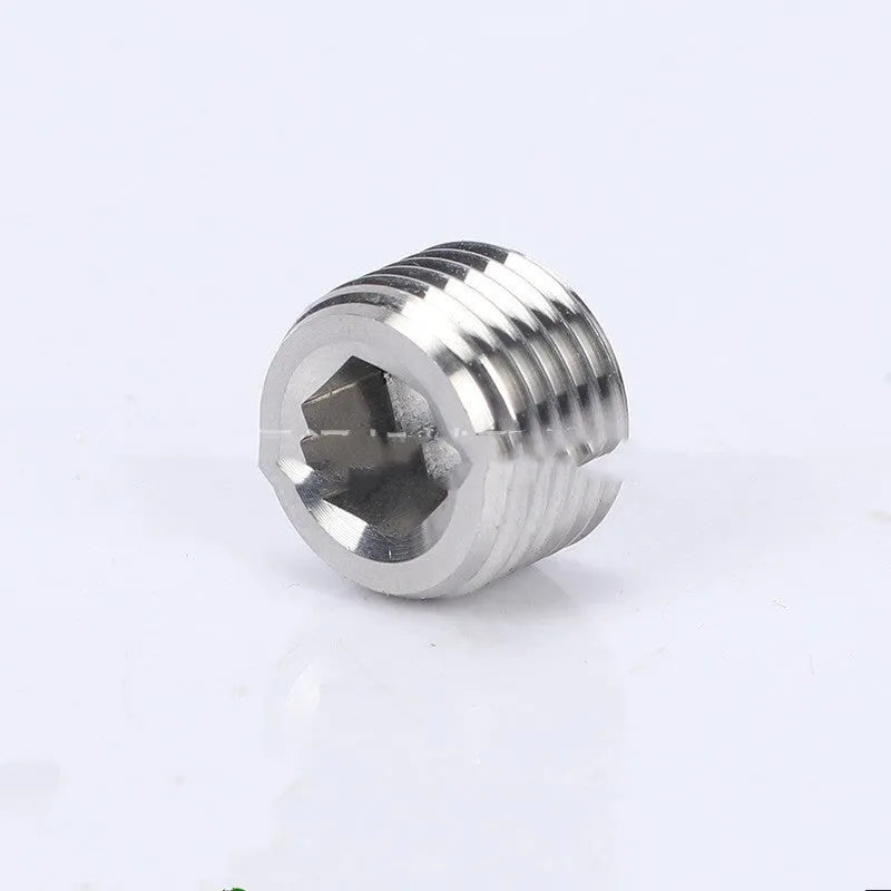Stainless steel hexagonal bulkhead pipe plug with 3/8 inch threads
