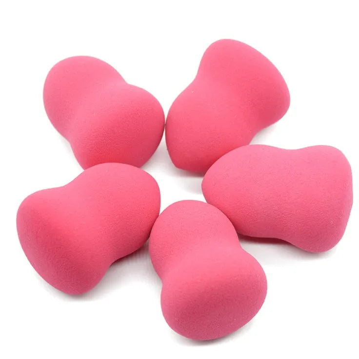 Pink hydrophilic non-latex makeup foundation sponge measuring 4x4x5.6 cm