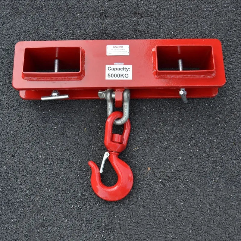 Rotatable drum crane locking forklift hook with safety device for mobile crane conversions