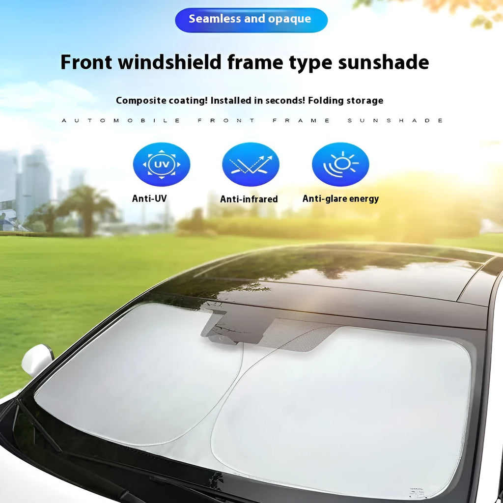 Aluminium foil car sunshade for heat insulation and UV protection in titanium silver colour