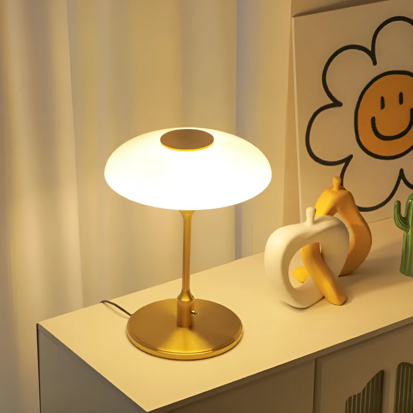 Vintage Korean atmosphere bedside light with metal lamp holder in four colour options