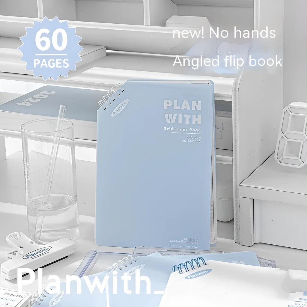 Oblique Angle Artsy Ins Style Salt Series student draft notebook in A5 or B5 size with white or blue plaid cover.
