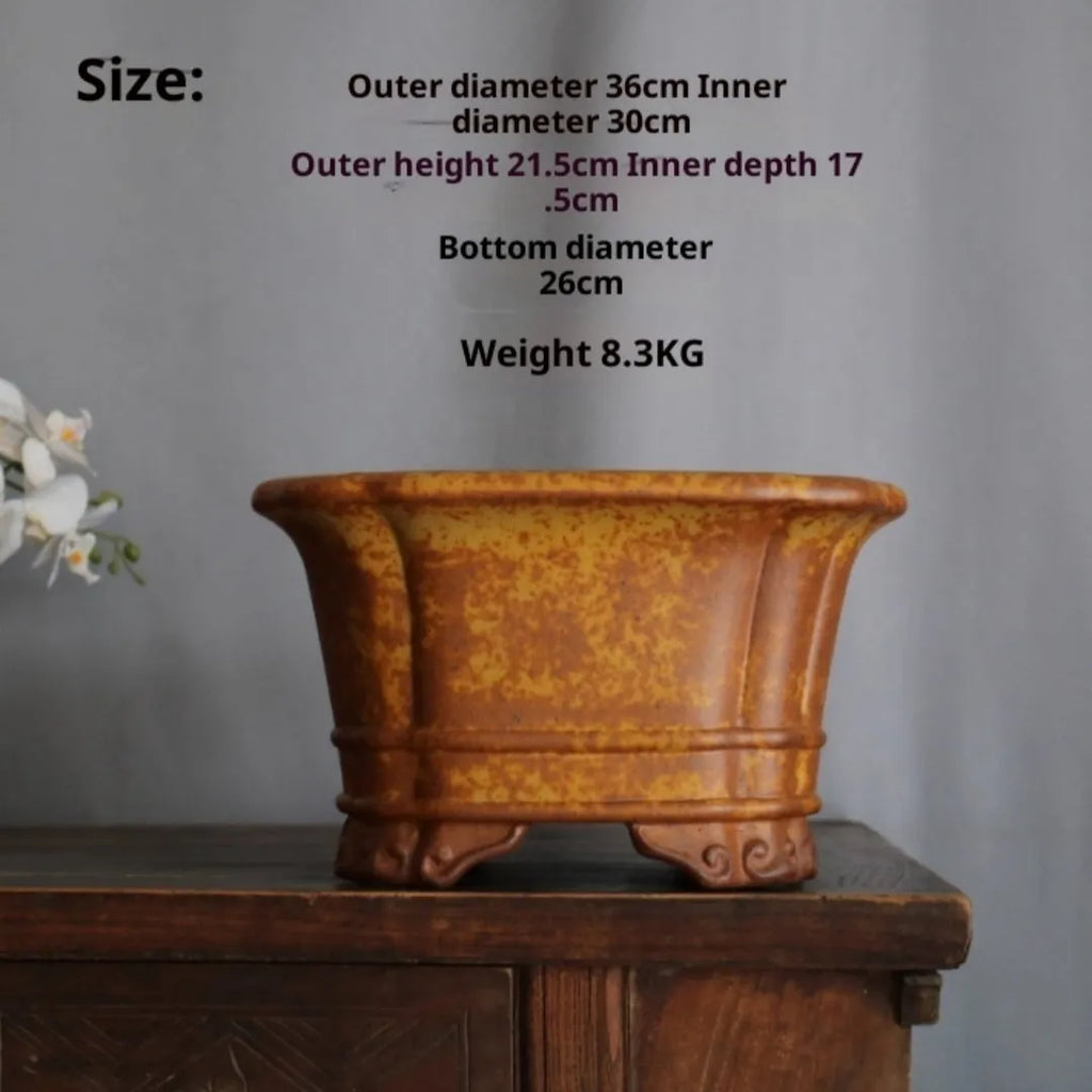 Handmade classical purple clay ceramic flowerpot with breathable purple sand craft for desktop or floor