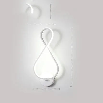 Nordic minimalist LED wall lamp with silicone shade in black, white, wavy, note or rich designs