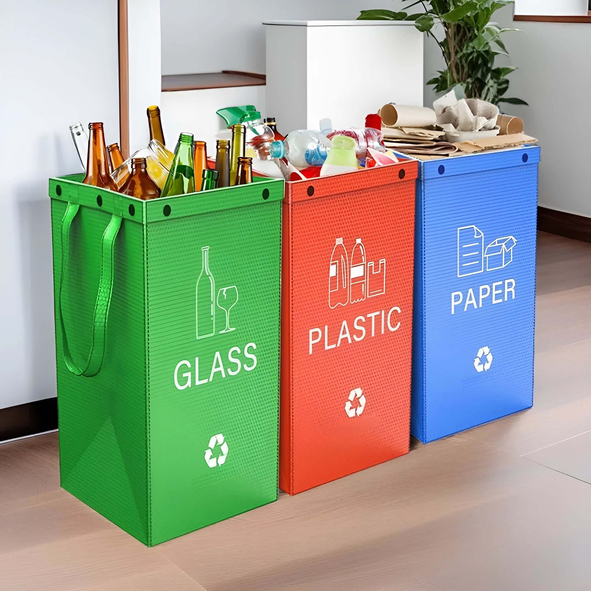 40L blue plastic waterproof rubbish bin for household waste classification