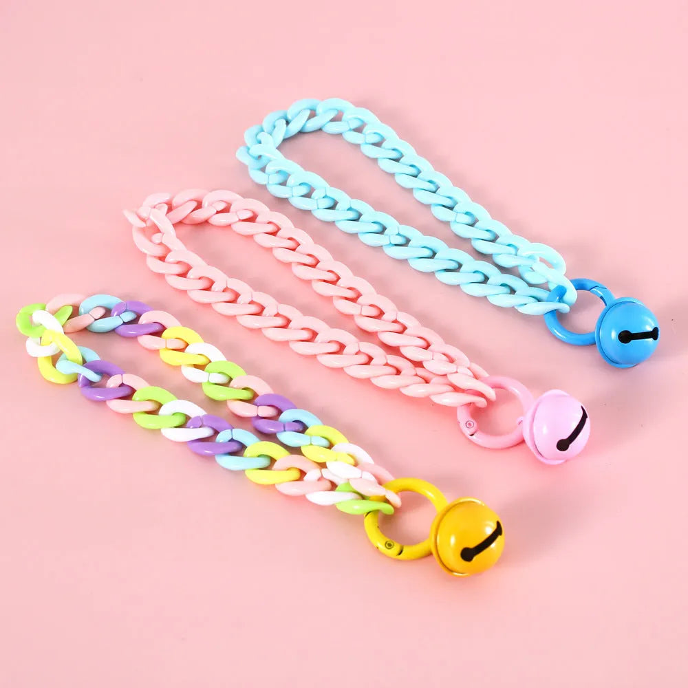 Plastic chain pet collar in macaron candy colours for cats dogs rabbits with adjustable sizing