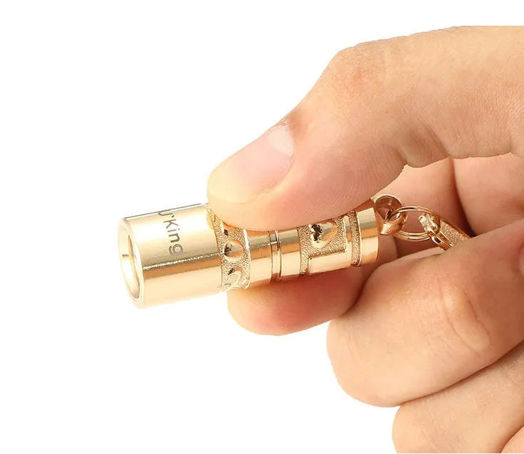 Gold waterproof zinc alloy LED keychain flashlight for outdoor emergency lighting