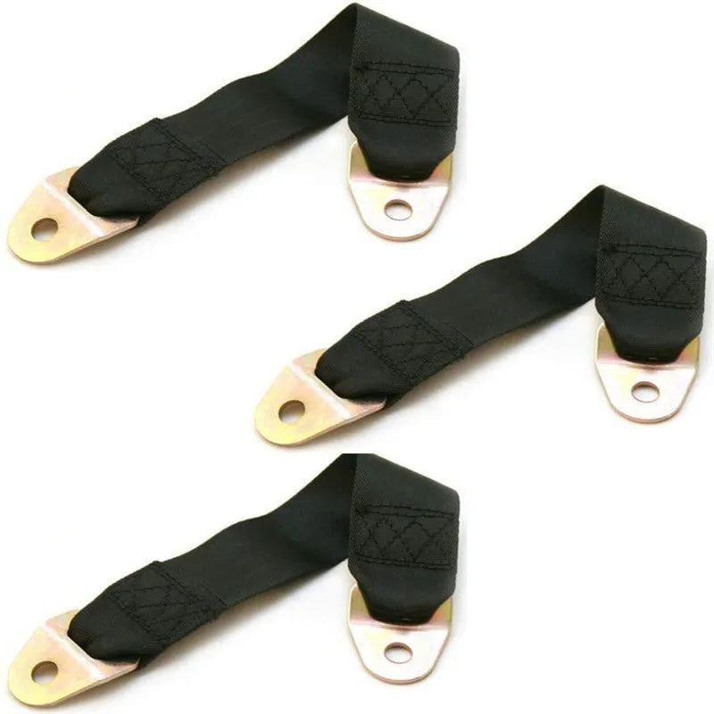 Woven polyester door latch and stop belt with metal hook-and-loop fasteners and mounting screws.