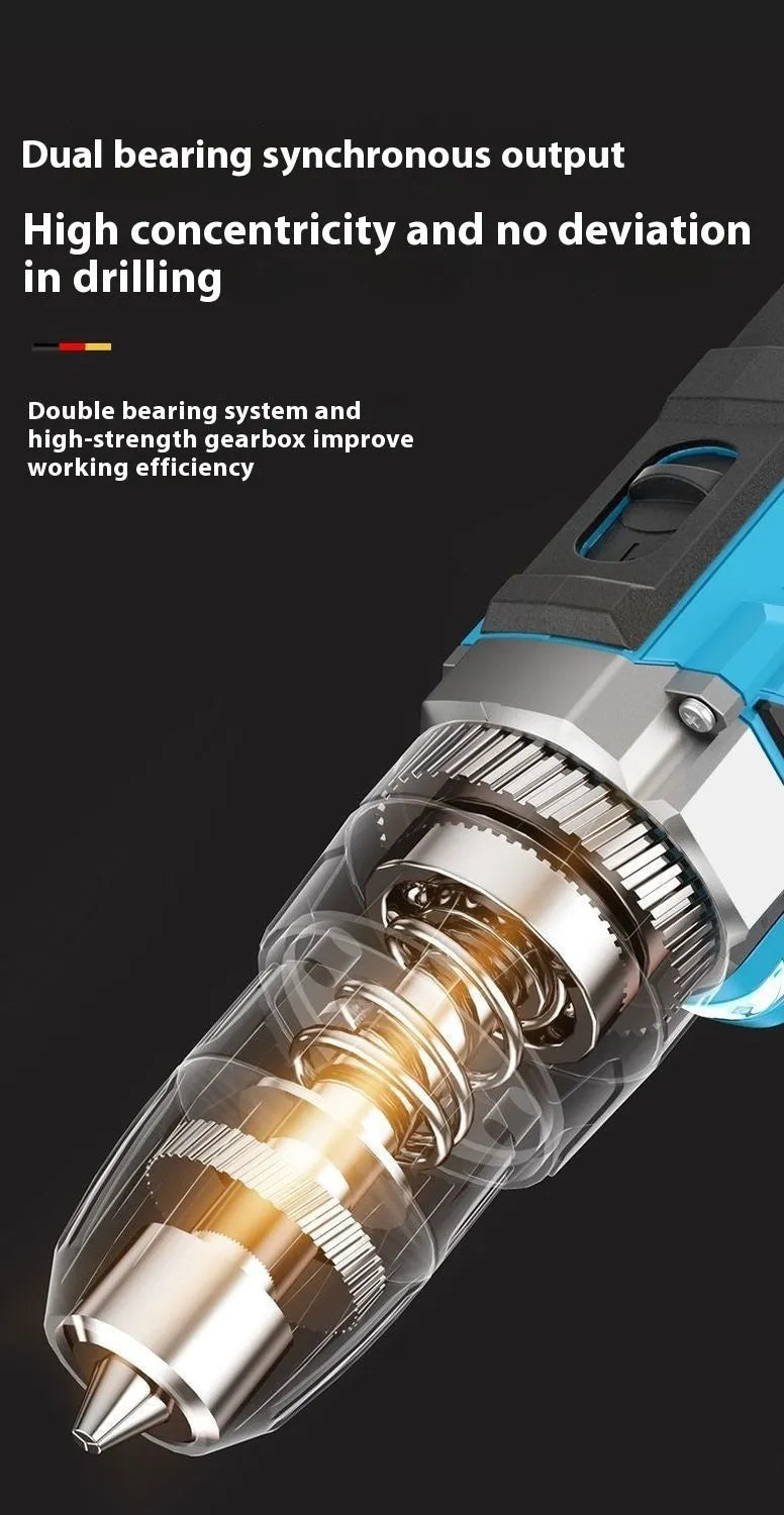 12V dual-speed impact pistol drill and electric screwdriver set in plastic storage case