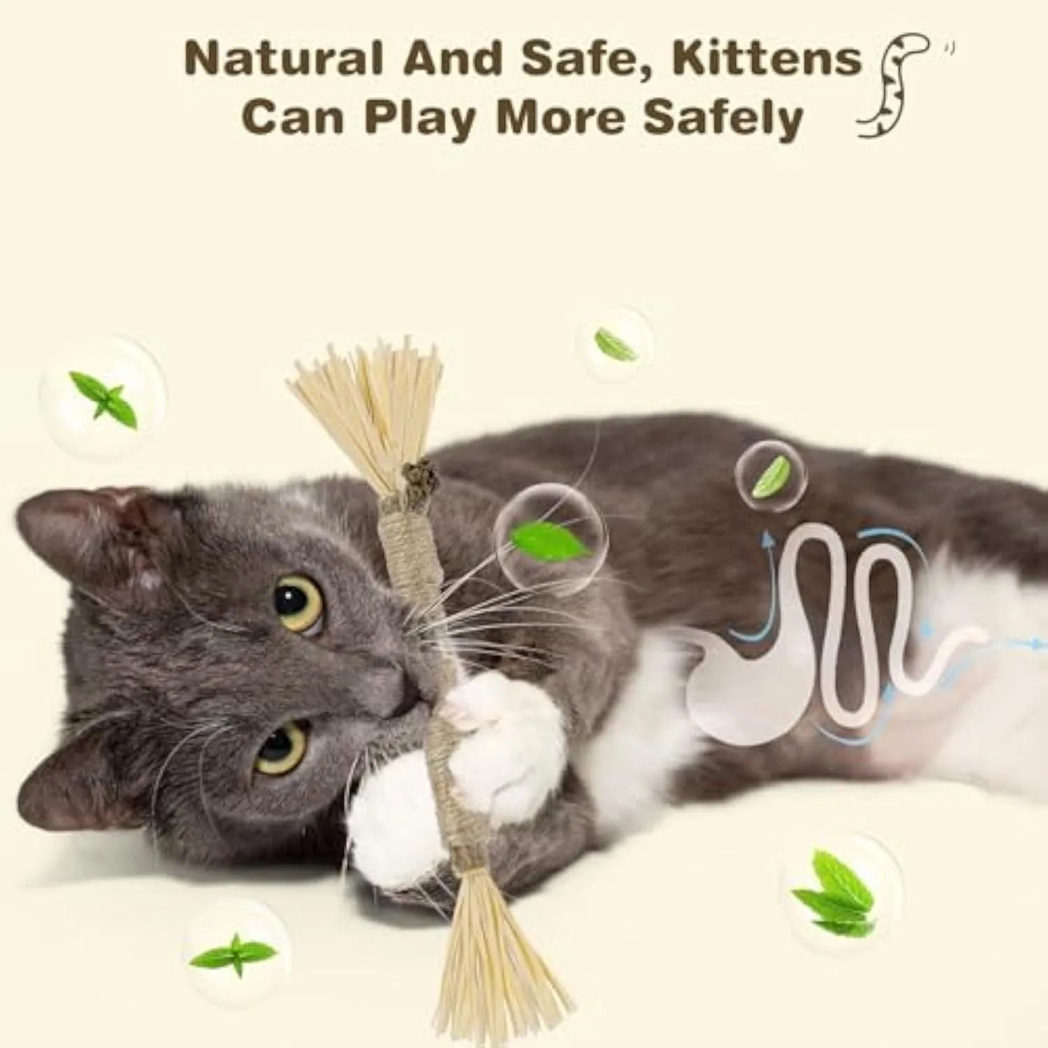 3 pack silvervine chew sticks for cats with sisal rope and raffia dental cleaning texture