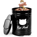 Round black iron sheet storage can with lid, a moisture-proof container for pantry goods.