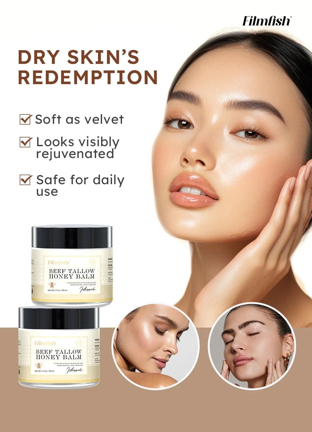 60ml honey body cream moisturiser in container with Rejuvenation Refreshing Nourishing label