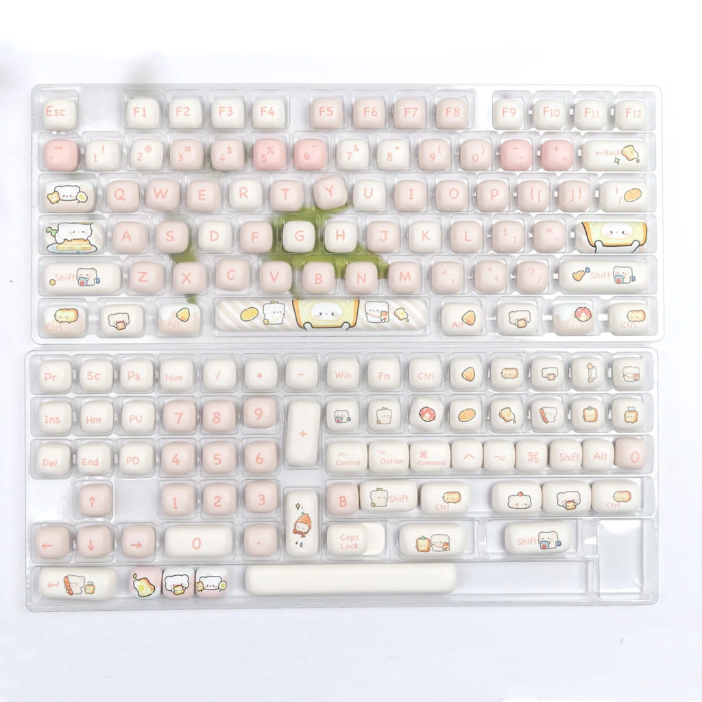 MOG steamed bread bear mechanical keyboard key cap full set with 143+3 PBT thermal sublimation caps
