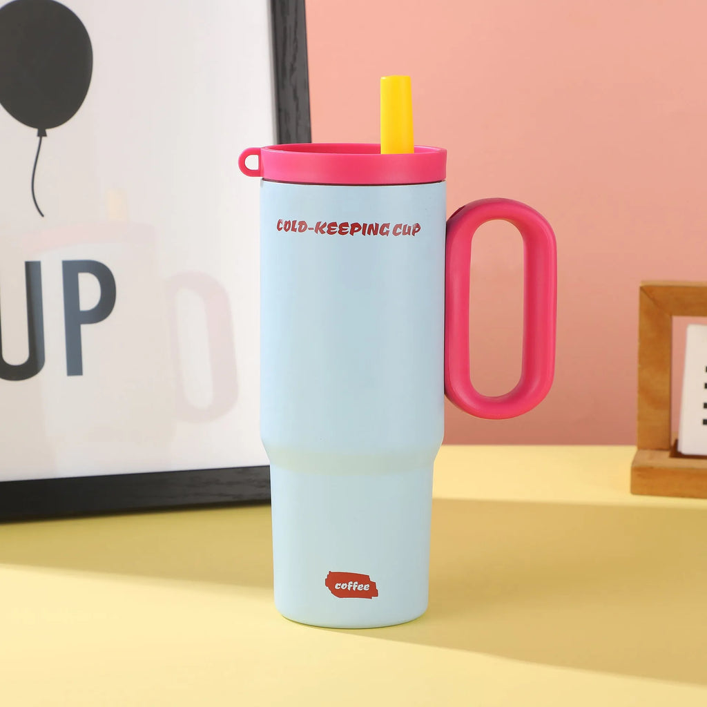 DIY Vitality insulated straw cup with handle in various colours