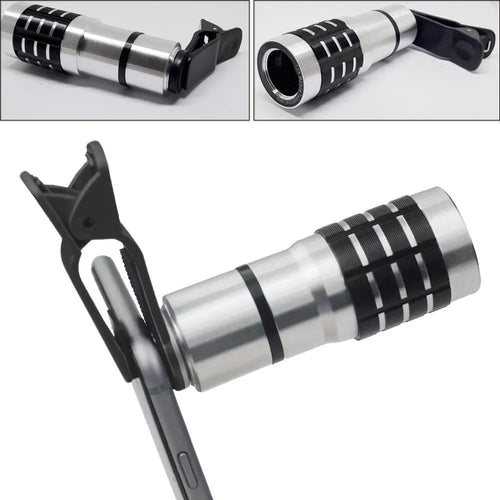 12x telescopic lens with universal clip for mobile phone photography