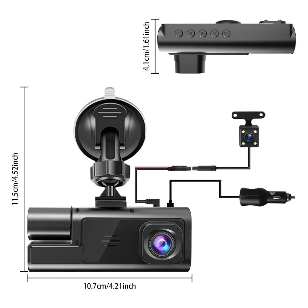 Black WiFi driving recorder with 2-inch screen mounted on a car windscreen.
