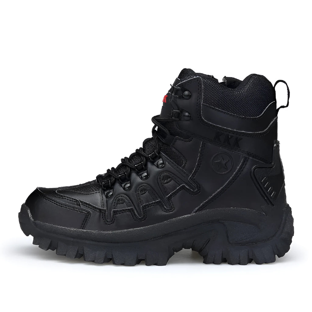 US Army Delta tactical boots for men in black, showing leather upper and rubber sole