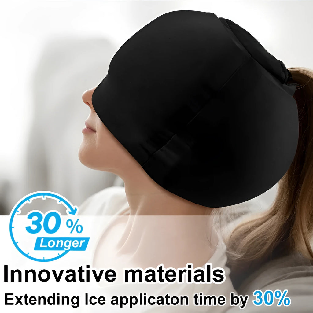 Simple solid colour cold compress cap with fully enclosed design for headache relief