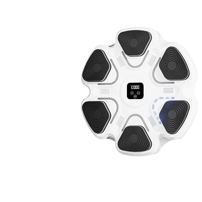 Wall-mounted electronic boxing target with black and white smart focus gloves for adults and children.