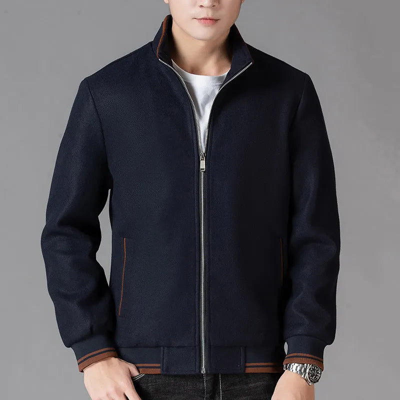 Men's grey sports-style fleece jacket with long sleeves and side pockets.