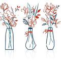 Three metal flower wall art pieces in country farmhouse style with vase silhouettes