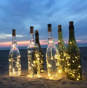 2 metre copper wire LED string lights with bottle stopper for wine bottle decoration