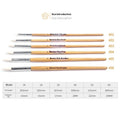 Six wooden brush pens with pointed wool felt tips arranged together as an artist set